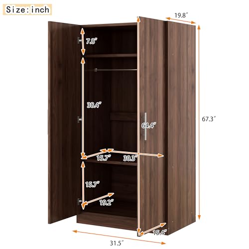 Black 4-Door Wooden Wardrobe Closet with 2 Drawers Y809