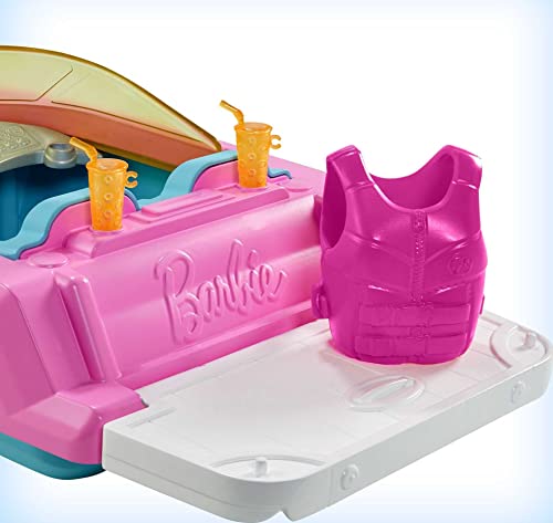 Toy Boat with Pet Puppy, Life Vest & Beverage Accessories, Fits 3 Dolls R769384