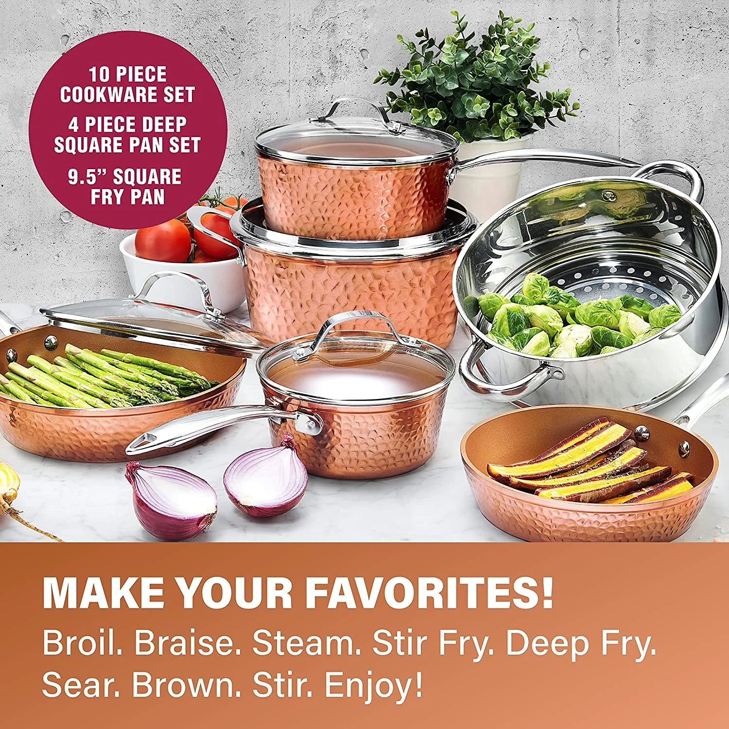 20 Piece Nonstick Copper Cookware and Bakeware Set N963