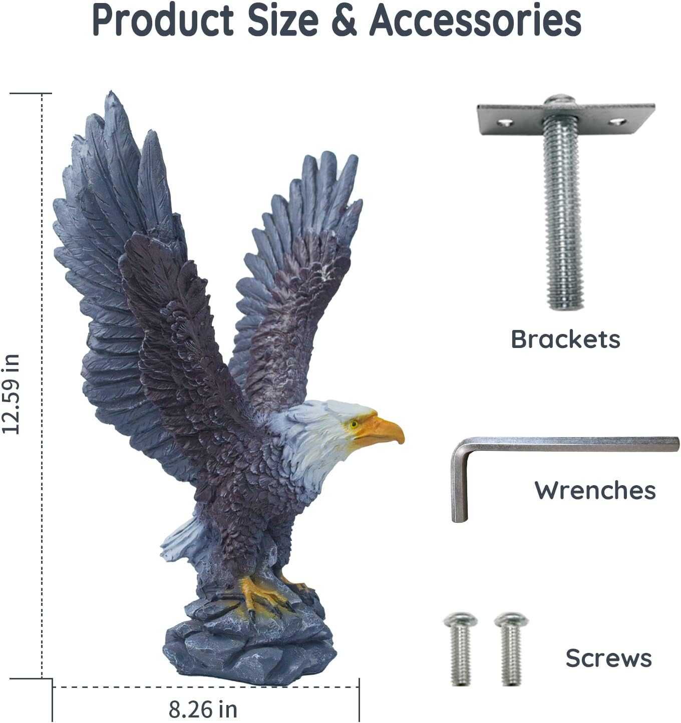 10.62 Inch Eagle Flagpole Topper H441540