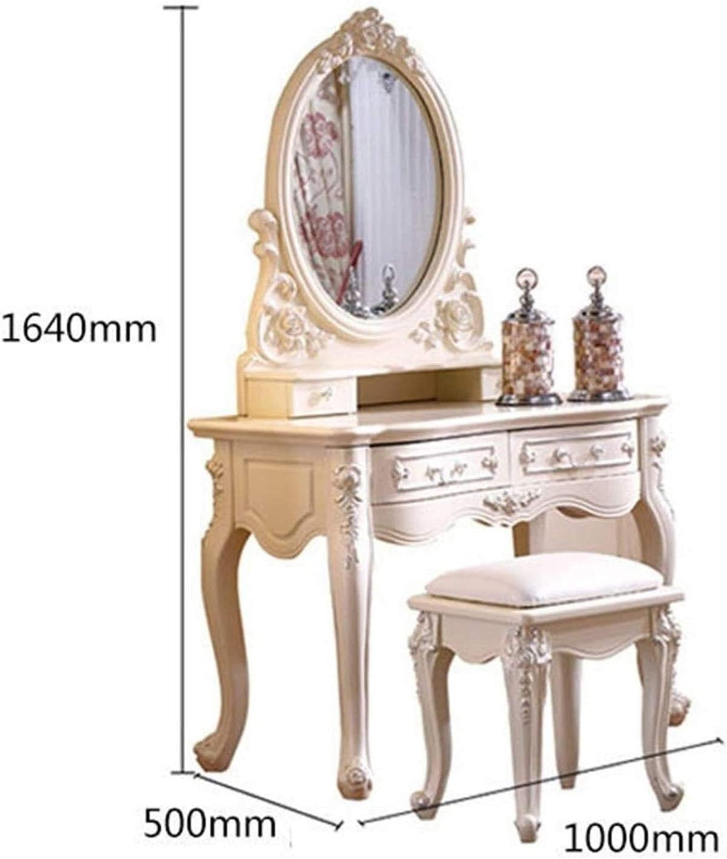 Solid Wood Dressing Vanity Table with Stool A490558