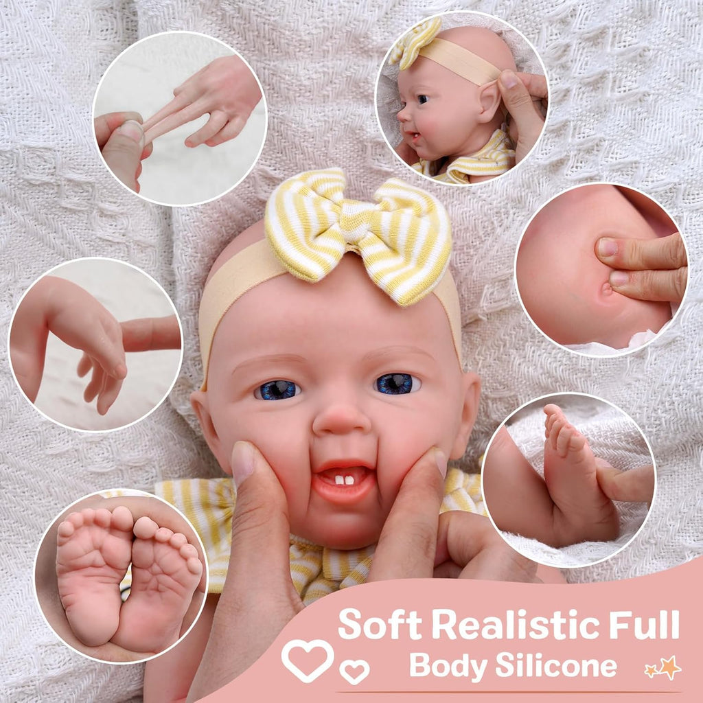 16-Inch Full Platinum Silicone Realistic Newborn Baby Dolls U962
