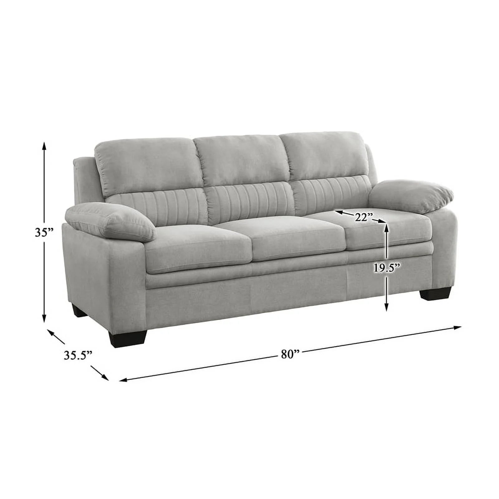Light Gray Textured Fabric Sofa O125373