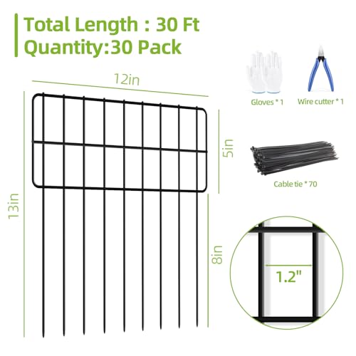 30 Panels No Dig Metal Fence Barrier, 13in(H) x 30ft(L) D4339