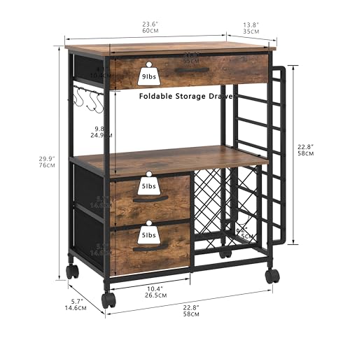 Rustic Brown Storage Cart with Drawers Y69636