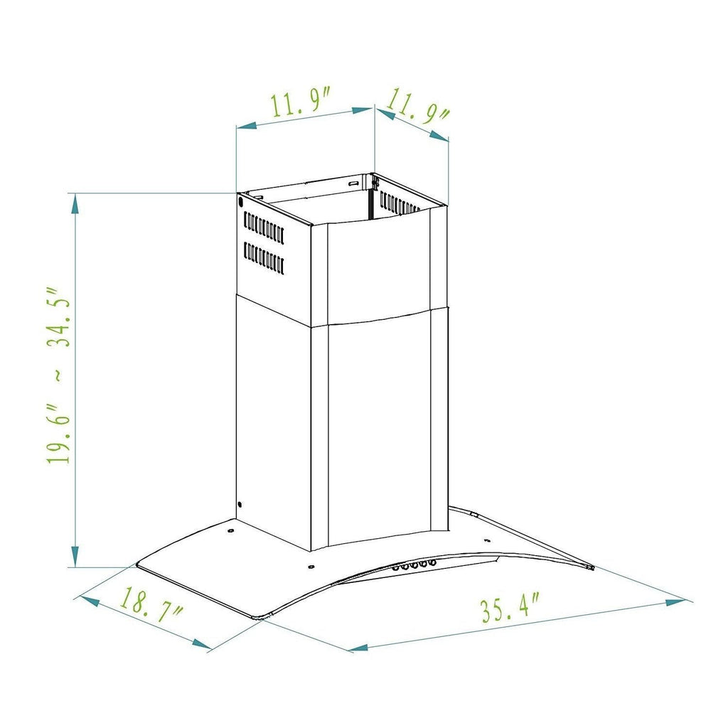 36x22 Convertible Stainless Steel Wall Mount Range Hood S780