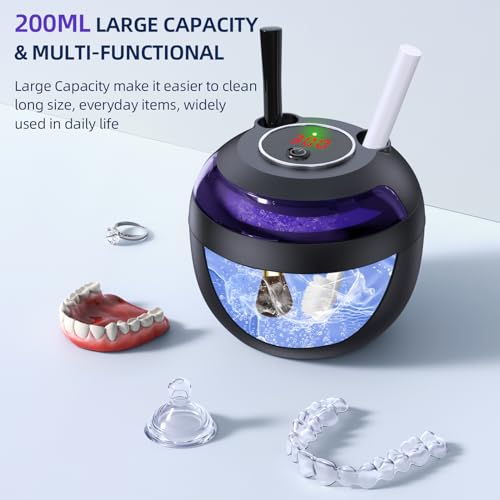 Ultrasonic Retainer Cleaner with 200ML Capacity, 45kHz, 4 Modes C590