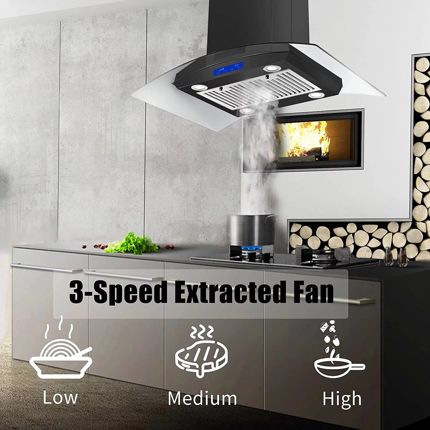 36 inch Island Mount Range Hood 900 CFM 3-Speed H194798