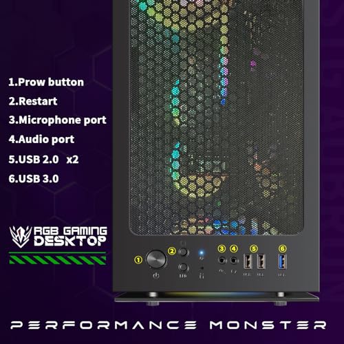 Gaming PC Desktop, GeForce RTX 2060 Super 8G, Intel Core I7 8th up to 4.1GHz, 16G DDR4, 1T SSD, WiFi 6, RGB Fan x6, Windows 11 Home Z997