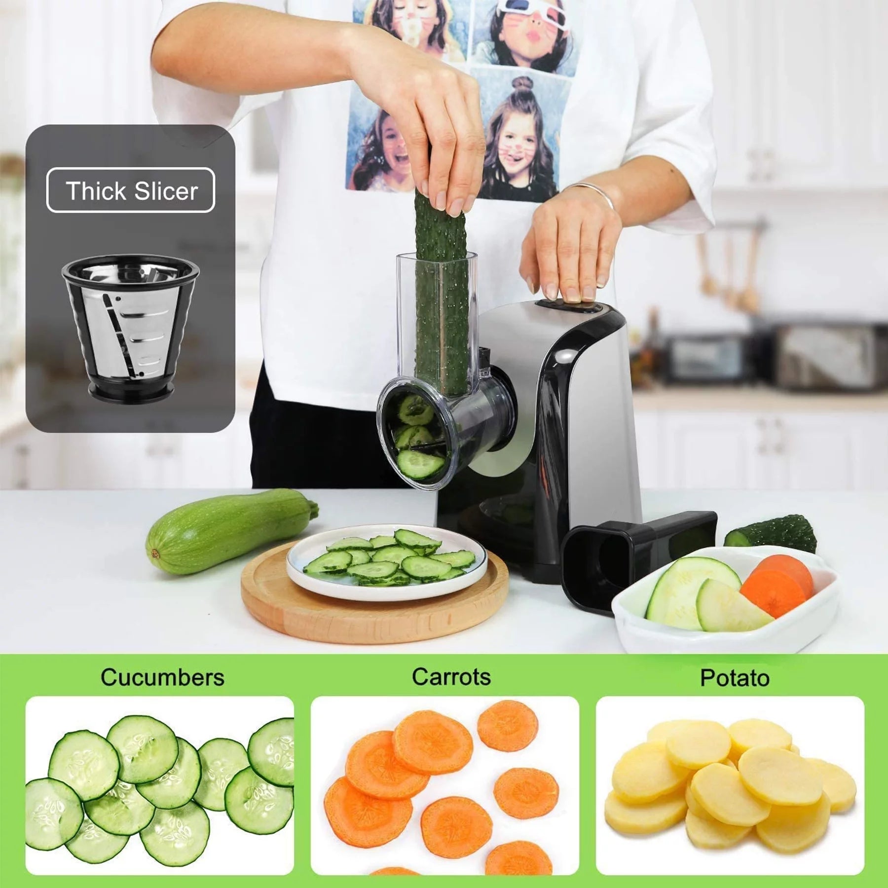 Electric Cheese Grater, 5 in-1 Vegetable Slicer, 150W Z229