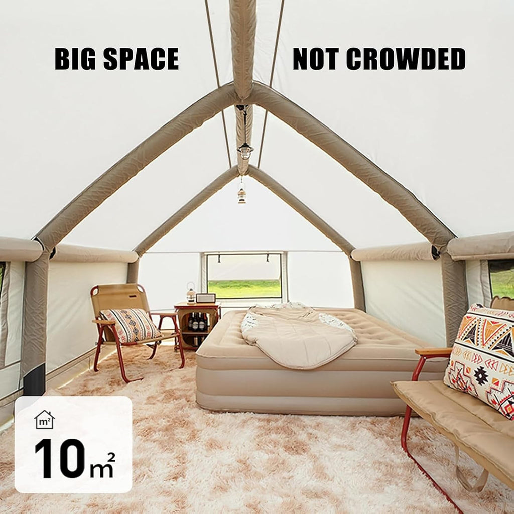 Inflatable Camping Tent with Chimney Opening, 6-8 People with Air Pump & Skylight, 4 Seasons G21262