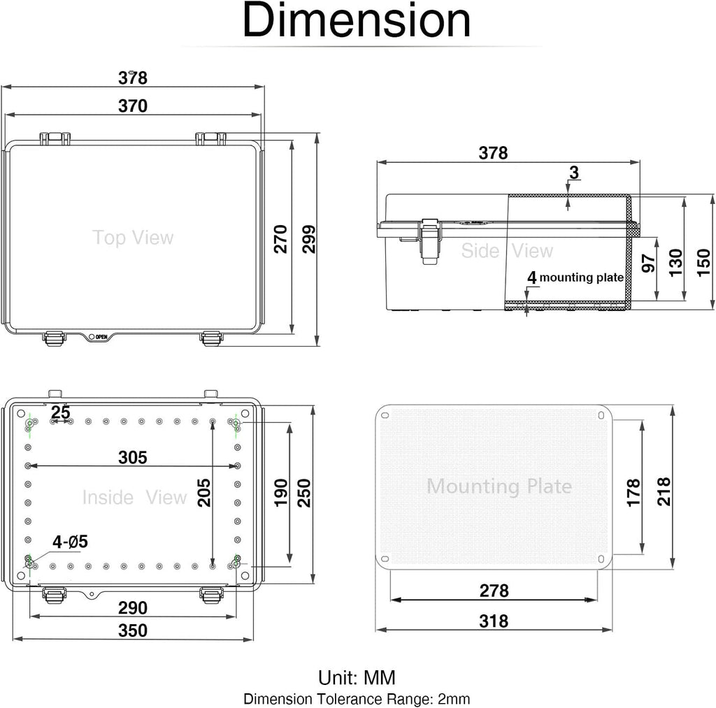 Grey ABS Plastic Junction Box IP67 Waterproof Dustproof Enclosure Pack of 2 E3337