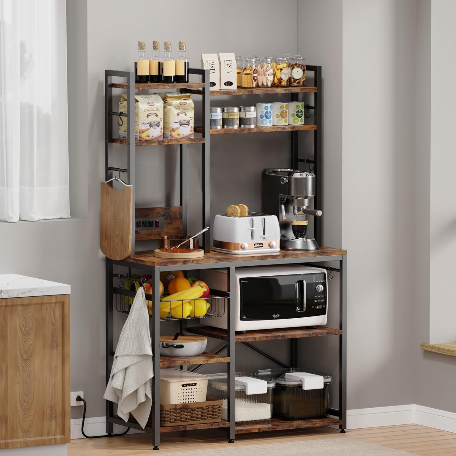 6-Tier Microwave Stand with 12 S-Shaped Hooks V88608