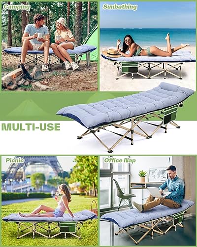 Camping Cot with Mattress Max Load 450 LBS Heavy Duty Portable Folding Bed G366285