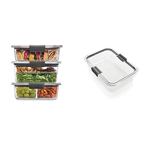 Set of 3 Airtight Food Storage Containers with Removable Trays, Large 9.6 Cup B504163