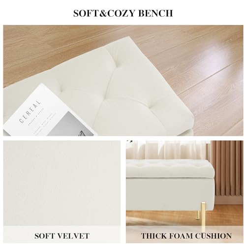 Grey Velvet Storage Bench Ottoman with Soft Close Lid Y949