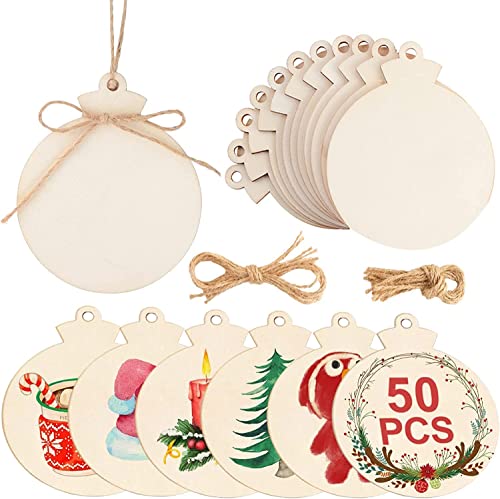 50pcs 4" Blank Unfinished Wood Christmas Ornaments O964423