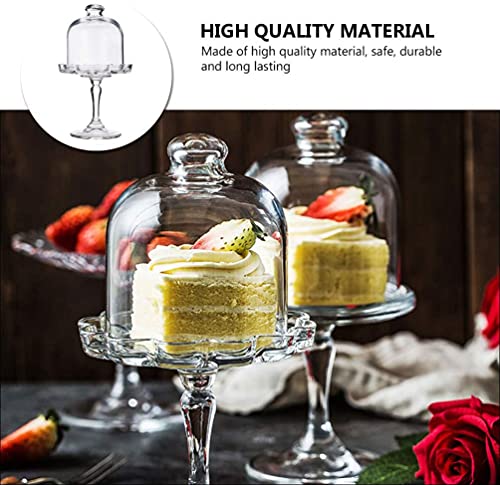 Mini Cake Stand Glass Cupcake Display Plate with Dome Cover Pedestal Dessert Stand Holder I560