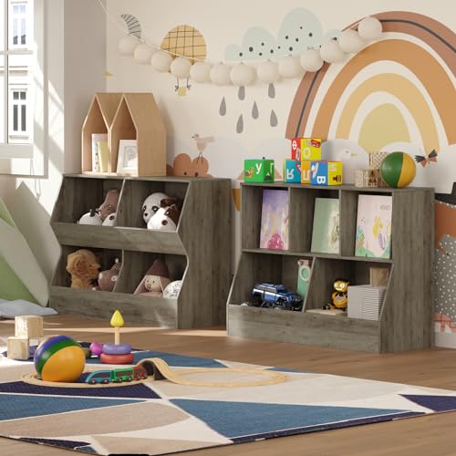 4 Cubby Wooden Toy Storage Bookshelf W730