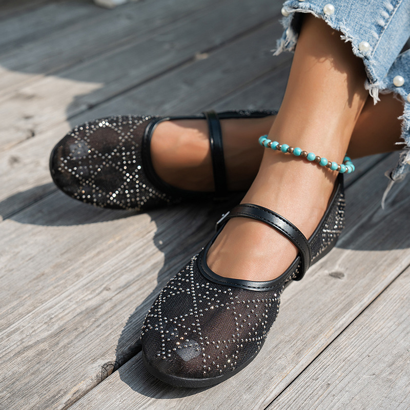 Women's Floral Lace Mesh Flats – Breathable Tulle Mesh for Everyday Wear