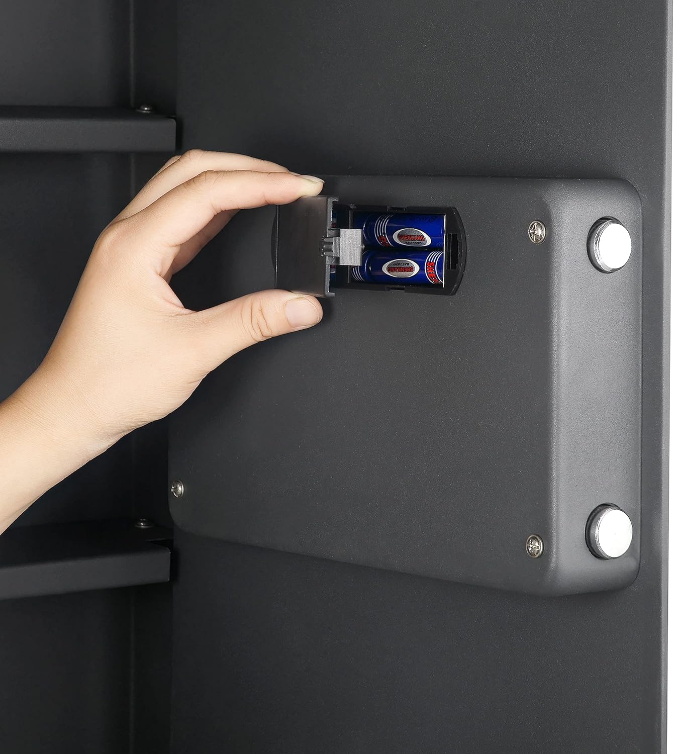 Dark Gray Electronic Flat Wall Safe Box with Digital Keypad and 2 Manual Override Keys C193634