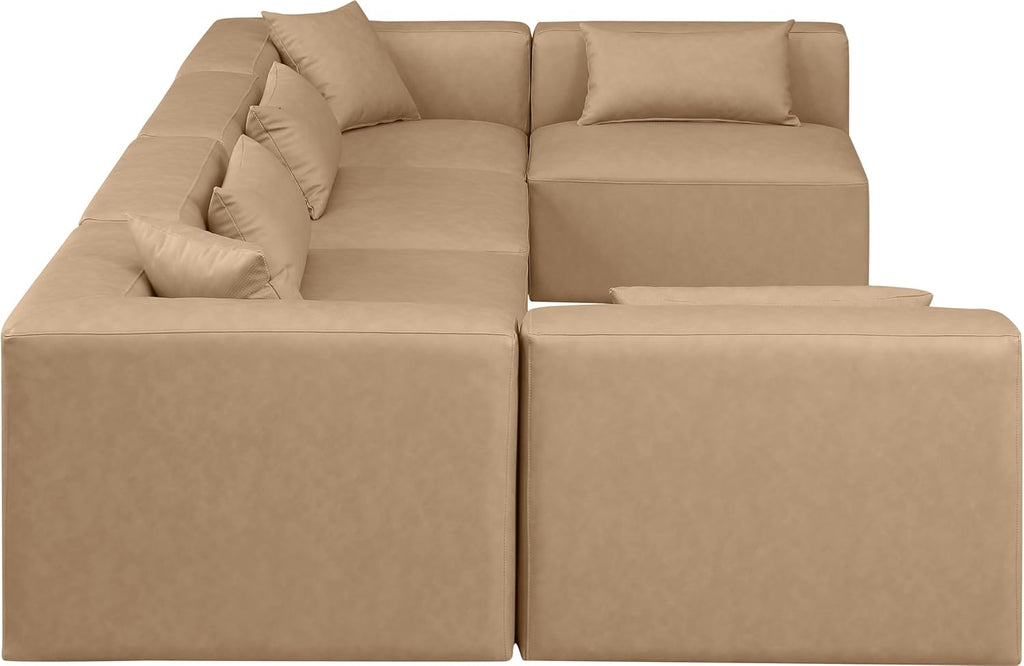 Tan Vegan Leather Modular Sectional S50003
