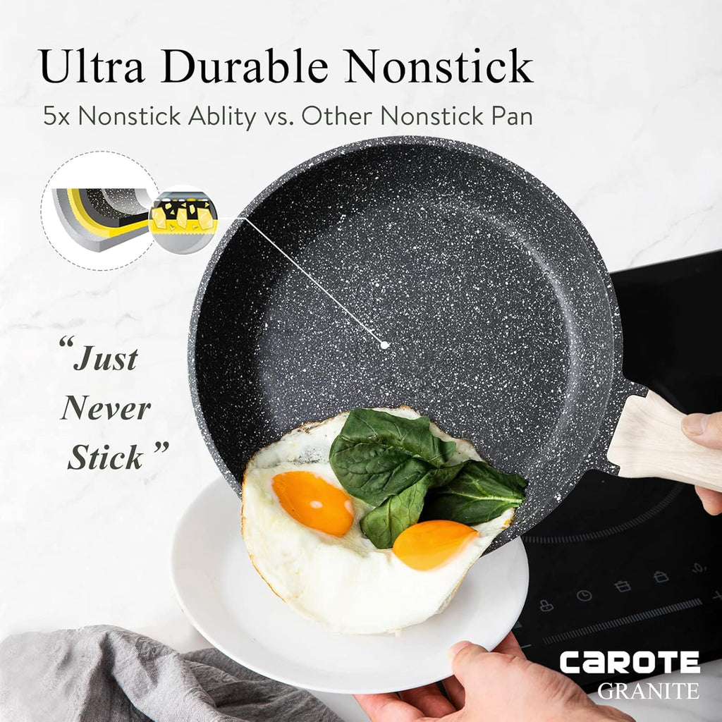 12-Inch Nonstick Granite Frying Pan with Glass Lid D278373