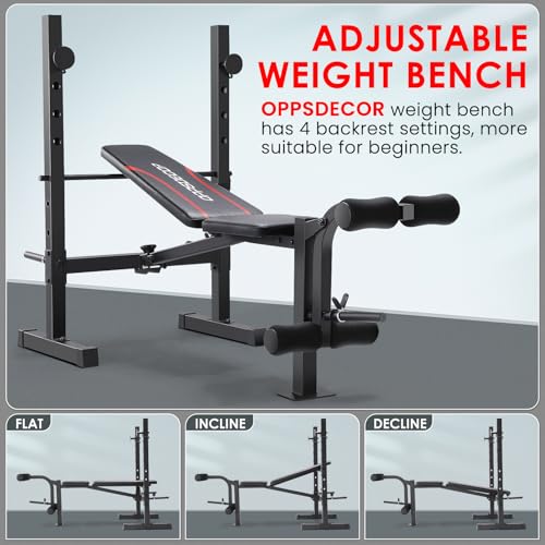8 in 1 Adjustable Weight Bench with Squat Rack Leg Extension & Leg Curl Foldable Workout Bench P2628