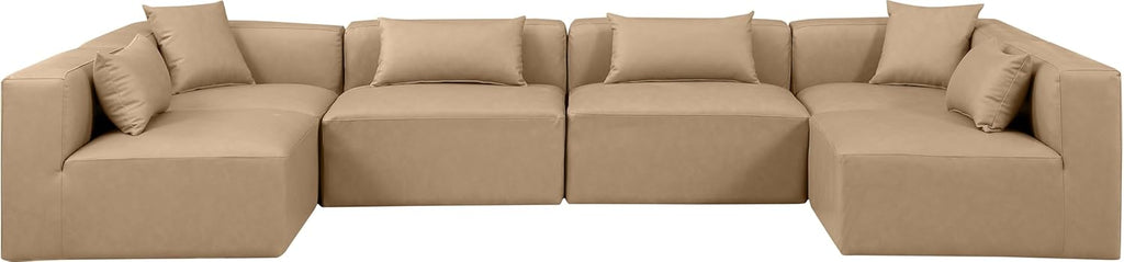 Tan Vegan Leather Modular Sectional S50003