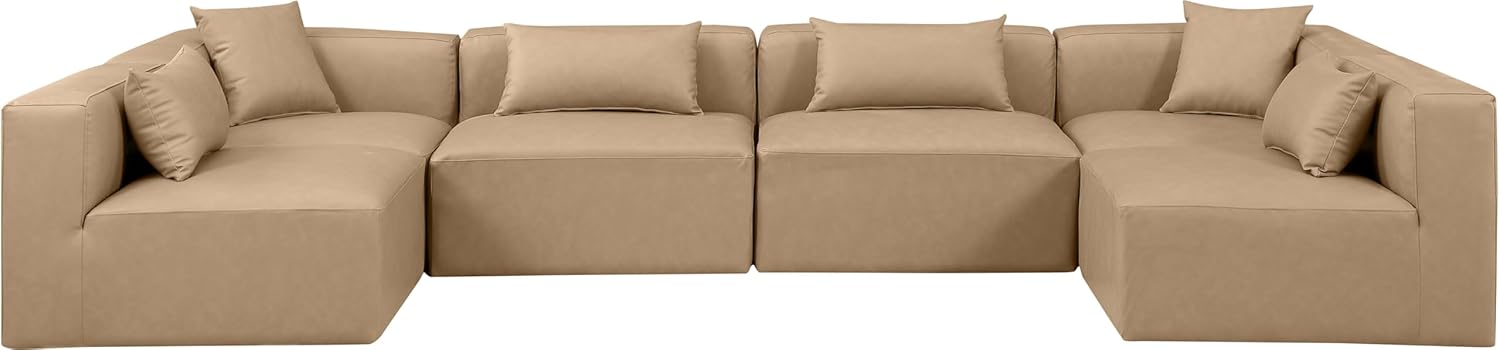 Tan Vegan Leather Modular Sectional S50003