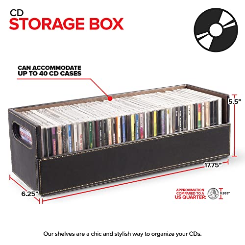 Faux Leather Black CD Storage Box E142