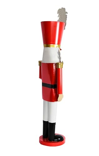 Red Christmas Metal Nutcracker Soldier Ornament on Stand W283538