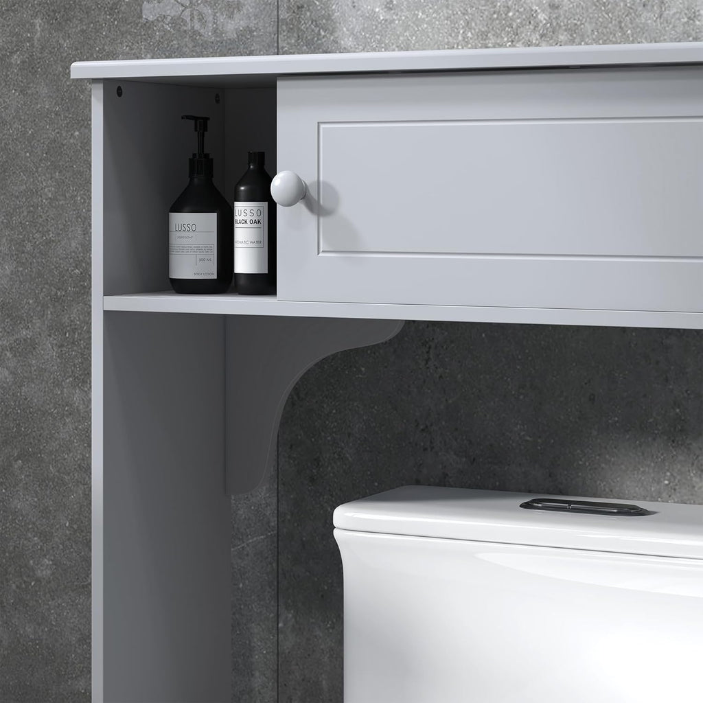 Gray Freestanding Over The Toilet Bathroom Cabinet with Adjustable Shelves T675163
