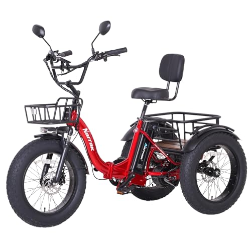 750W 48V13Ah 20"x4.0" Aluminum Folding Fat Tire 3 Wheel Electric Trike X2756