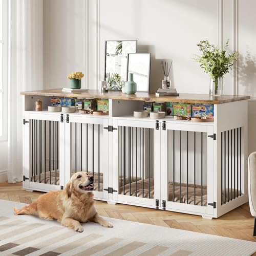 White Wooden Dog Crate with 2 Doors I437