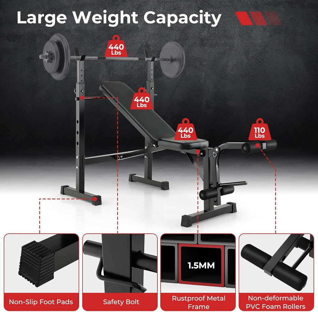 Adjustable Weight Bench with Squat Racks Y2453