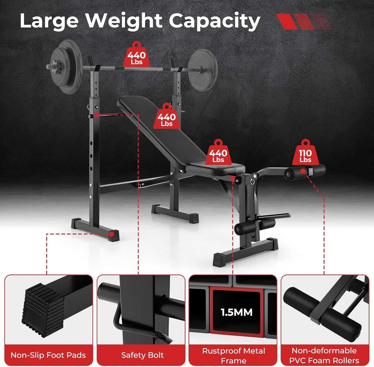Adjustable Weight Bench with Squat Racks Y2453