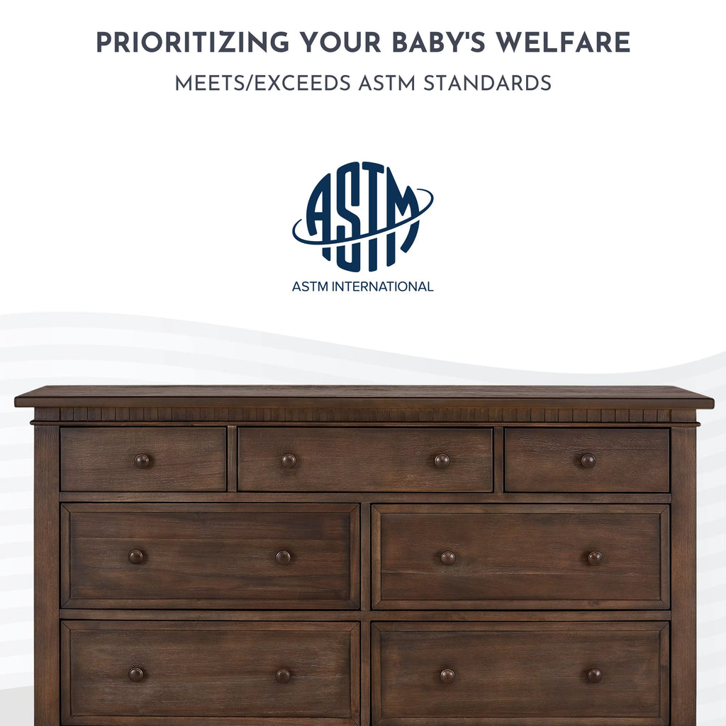 Antique Brown 7 Drawers Double Dresser V94811
