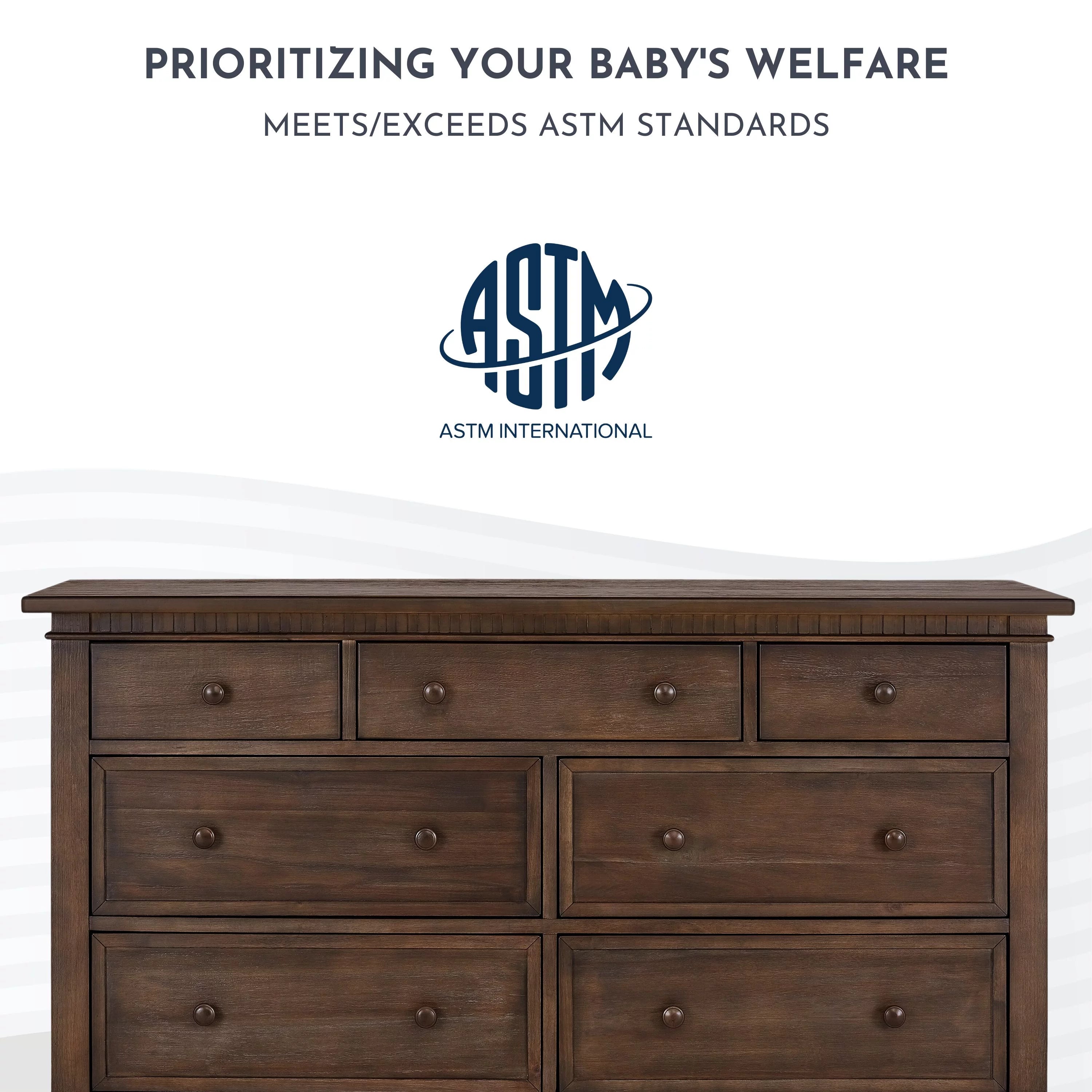 Antique Brown 7 Drawers Double Dresser V94811