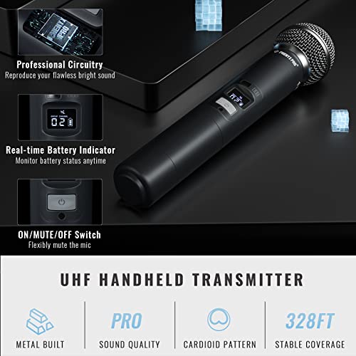 Quad Channel Wireless Microphone System with 4 Handheld Dynamic Microphone I81870