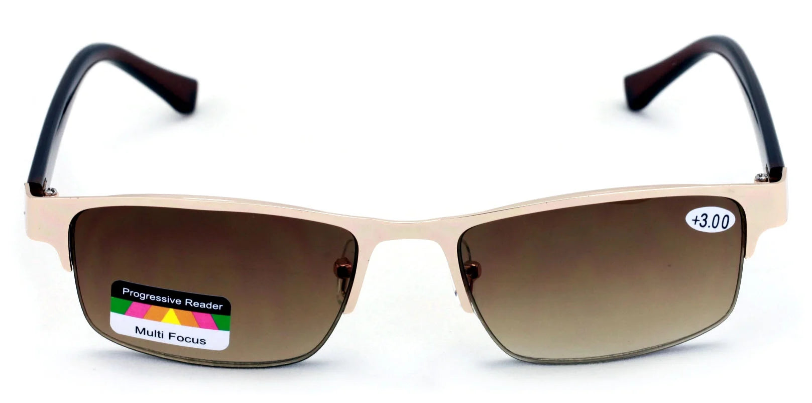 Metal Rectangular Progressive Trifocal Sunglasses Reading Glasses J26669