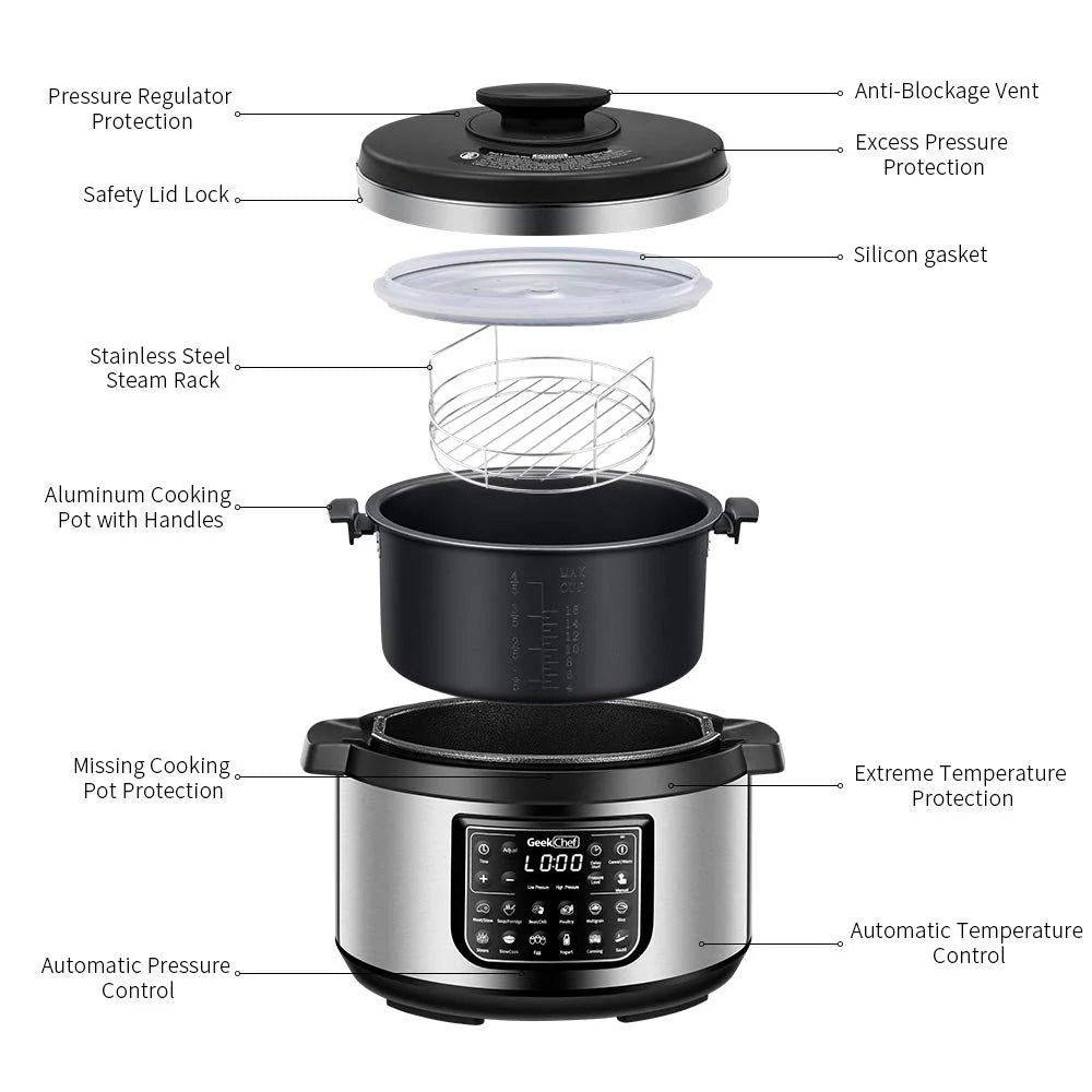 12-In-1 Electric Pressure Cooker, Stainless Steel L481975
