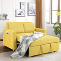 Navy Blue 2-Seater Linen Fabric Convertible Sofa Bed W83712