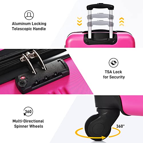 3 Piece Hardside Expandable Suitcase Set with Spinner Wheels and TSA Lock, 20 24 28 Inch, Rose Pink X47397
