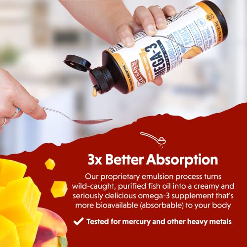 Mango Peach Omega 3 Fish Oil Liquid Supplement, 16 oz X33078