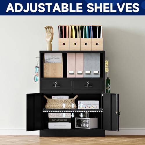 White 41.3" Steel Locking Cabinet with 2 Drawers I83180