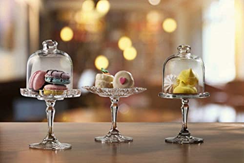Mini Cake Stand Glass Cupcake Display Plate with Dome Cover Pedestal Dessert Stand Holder I560