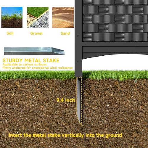 4 Panels Resin Privacy Screen with Metal Stake B828