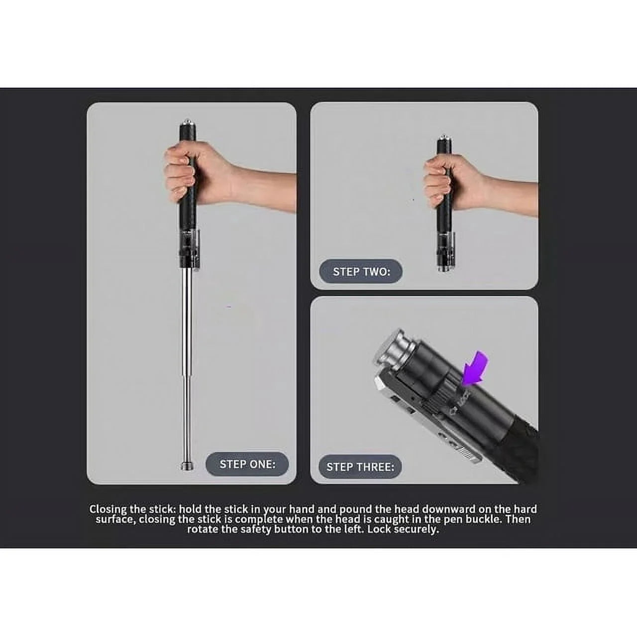 Enhanced Automatic Retractable Hiking Stick 3 Sections Trekking Poles with Sleeves and Tail Ropes Non-Slip Q8584
