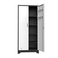 72" Tall Locking Steel Storage Cabinet with Adjustable Shelves (Black White) K8398
